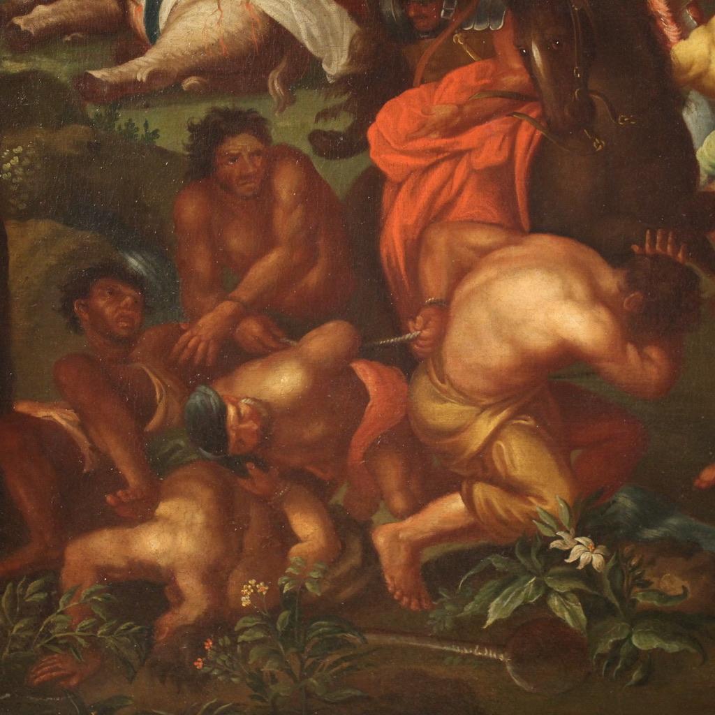 18th Century Oil on Canvas French Battle Painting Alexander the Great and Porus For Sale 5