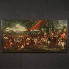 Antique 18th Century Oil on Canvas French Battle Painting Alexander the Great and Porus