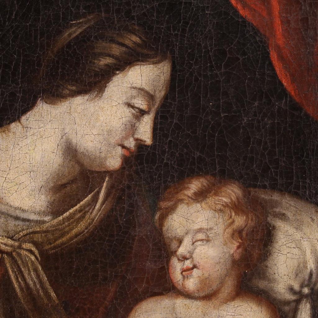 18th Century Oil on Canvas French Religious Painting Madonna with Child, 1740 im Angebot 9