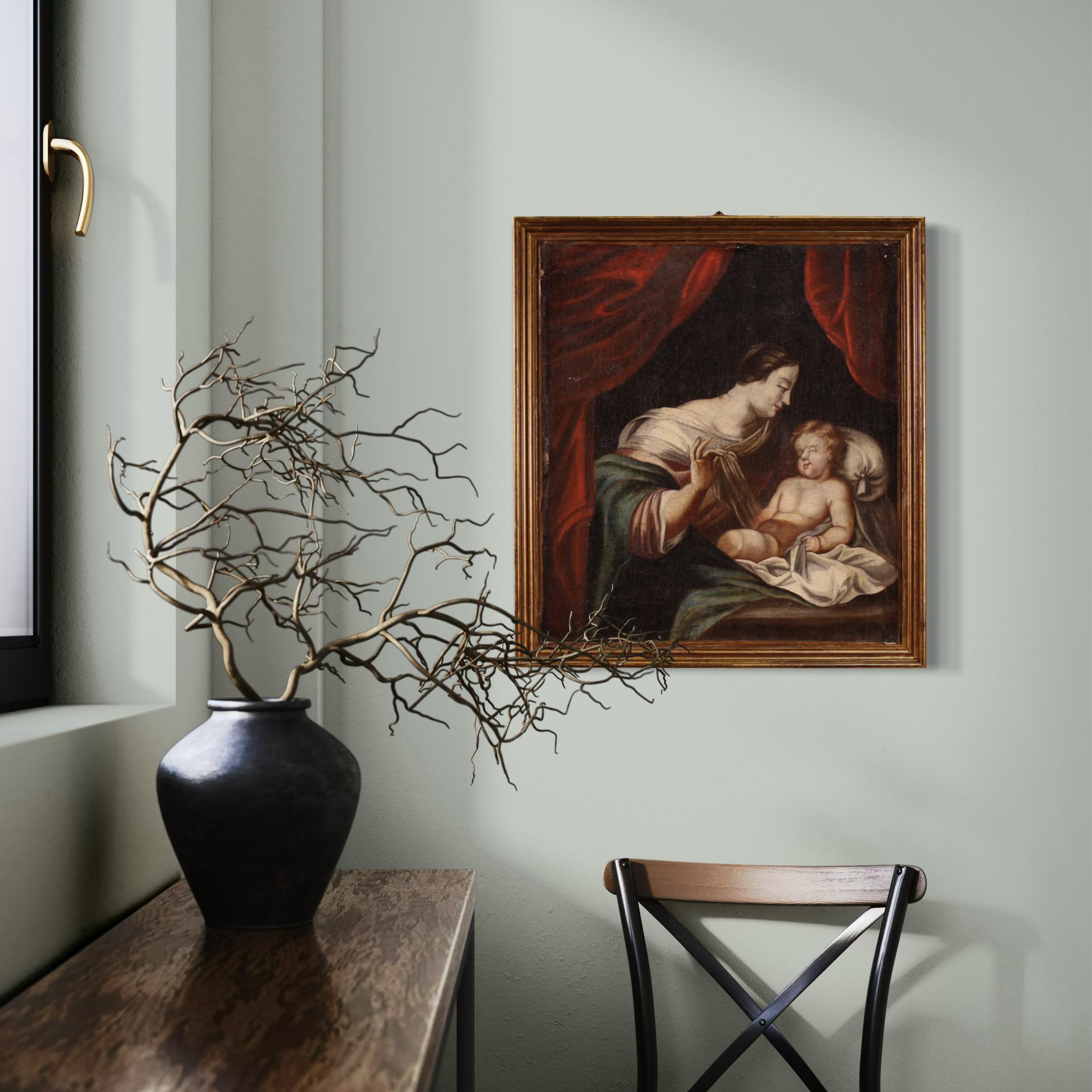 18th Century Oil on Canvas French Religious Painting Madonna with Child, 1740 im Angebot 10