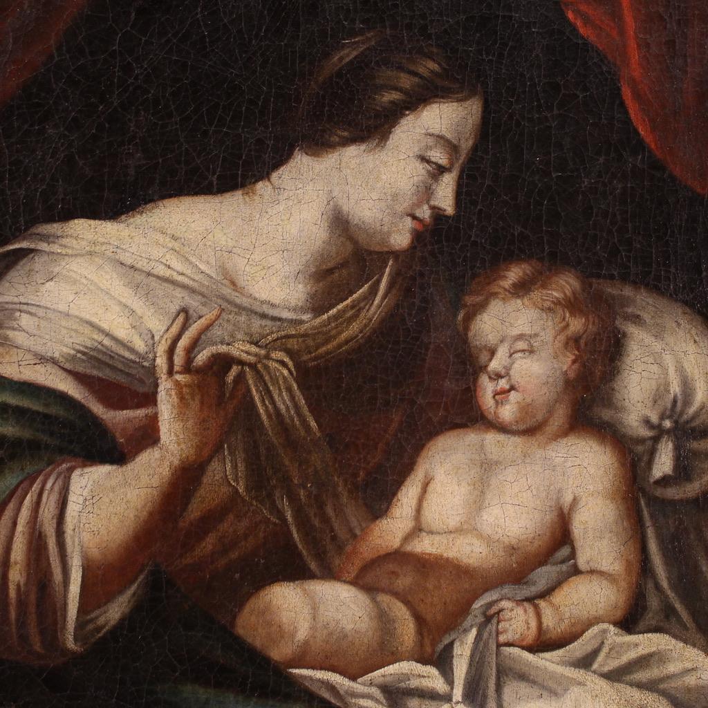 18th Century Oil on Canvas French Religious Painting Madonna with Child, 1740 im Angebot 1