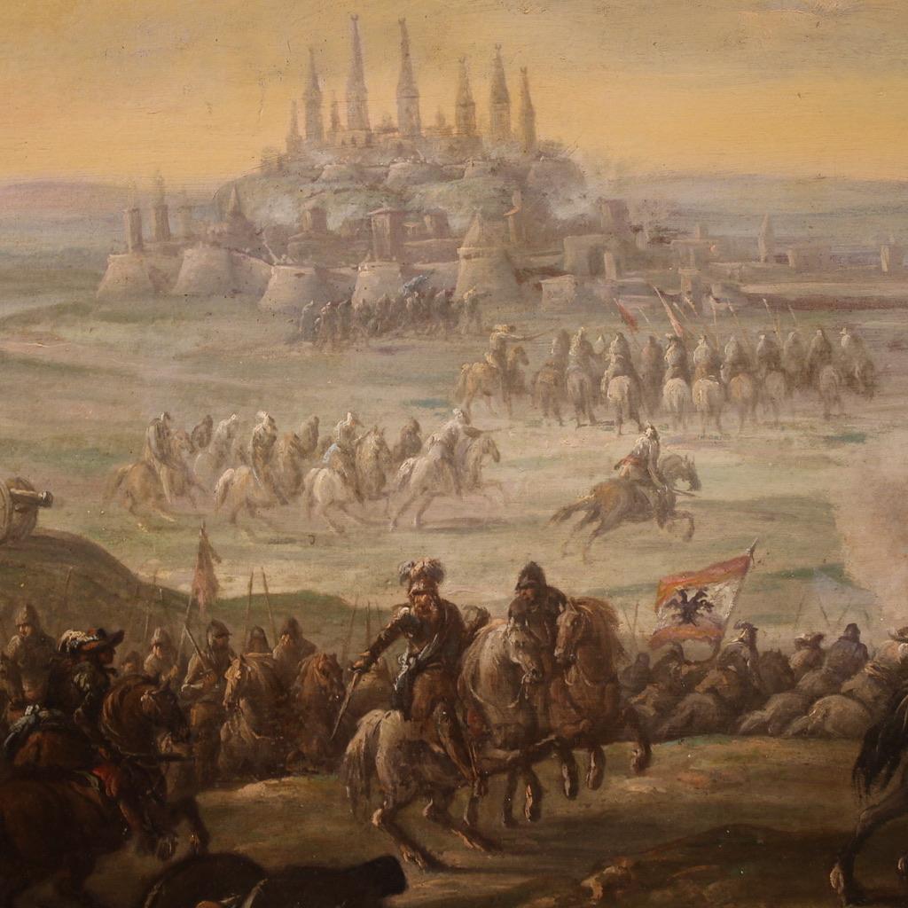 18th Century Oil on Canvas Italian Antique Battle Painting, 1720 For Sale 2