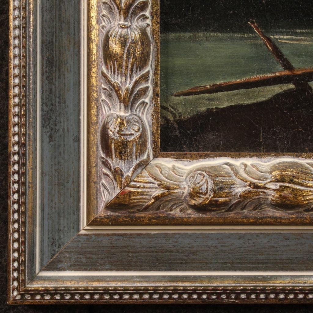 pintura al óleo sobre lienzo del siglo XVIII Paisaje antiguo italiano con personajes en venta 6