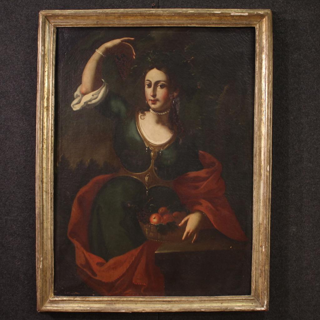 18th Century Oil on Canvas Italian Antique Lot Paintings Allegory Four Seasons 7