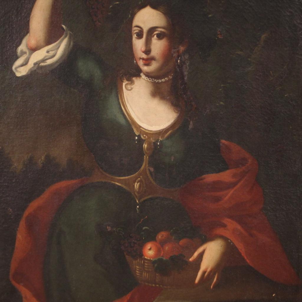 18th Century Oil on Canvas Italian Antique Lot Paintings Allegory Four Seasons 8