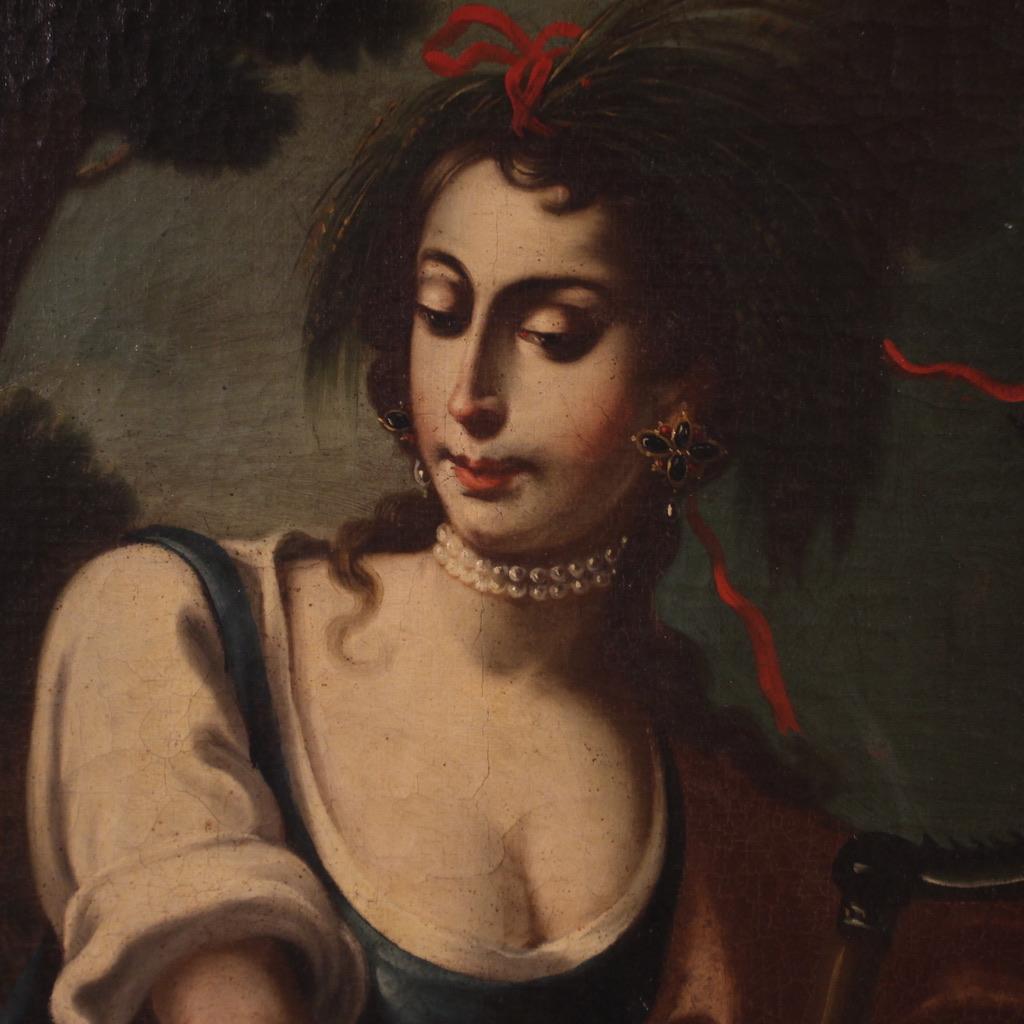 18th Century Oil on Canvas Italian Antique Lot Paintings Allegory Four Seasons 12