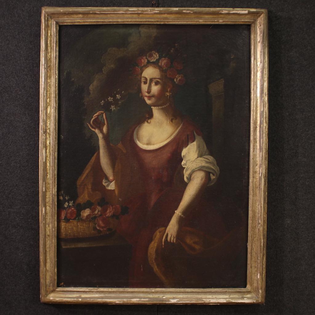 18th Century Oil on Canvas Italian Antique Lot Paintings Allegory Four Seasons 3
