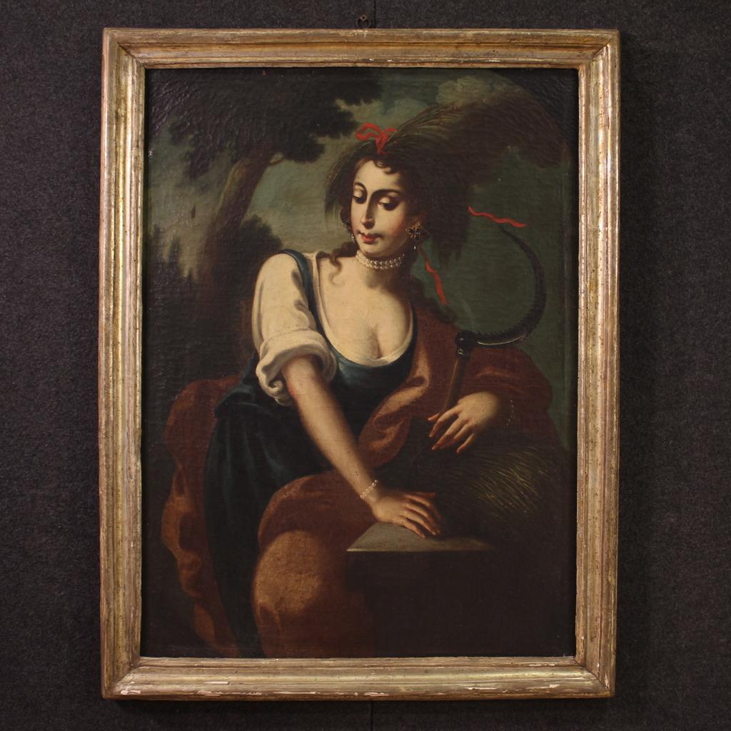 18th Century Oil on Canvas Italian Antique Lot Paintings Allegory Four Seasons 5