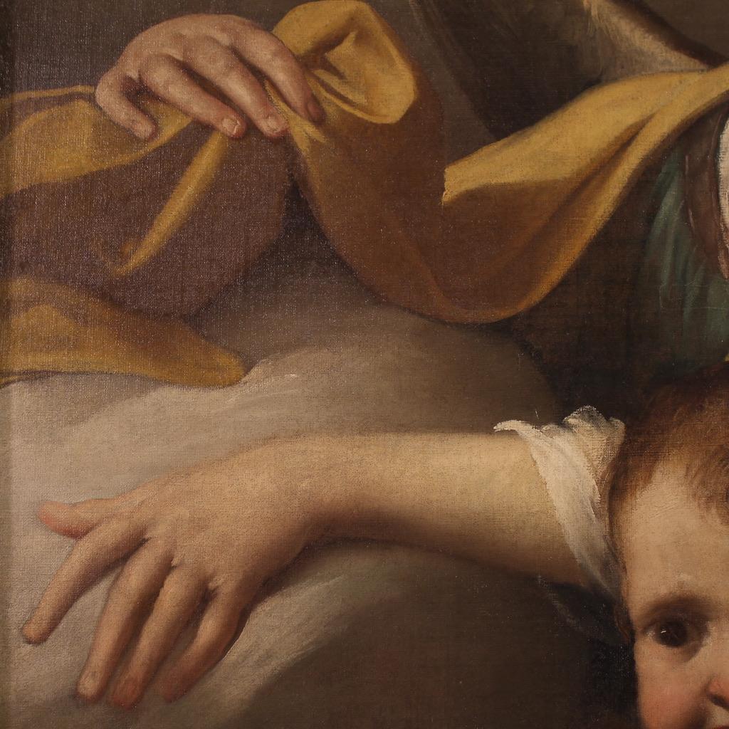 18. Jahrhundert Öl auf Leinwand Italienisch antike Malerei Engel in den Wolken, 1720 im Angebot 7