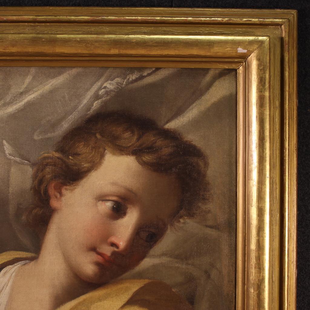 18. Jahrhundert Öl auf Leinwand Italienisch antike Malerei Engel in den Wolken, 1720 im Angebot 4