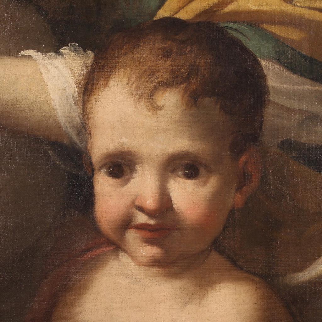 18. Jahrhundert Öl auf Leinwand Italienisch antike Malerei Engel in den Wolken, 1720 im Angebot 5