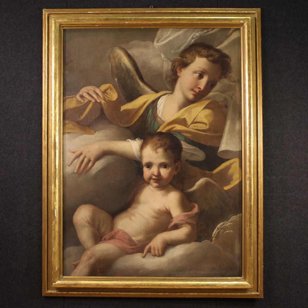 18. Jahrhundert Öl auf Leinwand Italienisch antike Malerei Engel in den Wolken, 1720