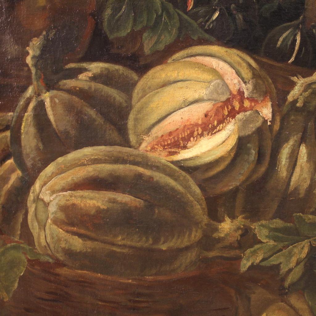 huile sur toile du 18e siècle Peinture ancienne italienne Scène de genre avec nature morte en vente 6