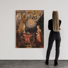 18th Century Oil on Canvas Italian Antique Religious Painting Annunciation, 1720