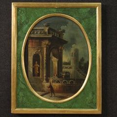18th Century Oil on Canvas Italian Architecture Caprice Landscape Painting, 1760
