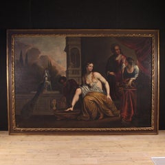 18th Century Oil on Canvas Italian Biblical Painting Bathsheba at her Bath