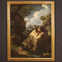 huile sur toile du XVIIIe siècle Paysage italien Jean-Baptiste, 1730