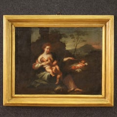 18. Jahrhundert Öl auf Leinwand Italienische Landschaftsmalerei Allegorie Mutterschaft, 1740
