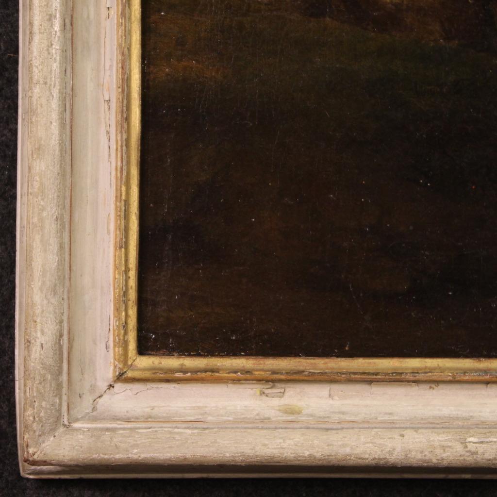 18th Century Oil on Canvas Italian Landscape Painting Pastoral Scene, 1760 For Sale 4
