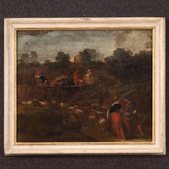 huile sur toile du XVIIIe siècle Peinture de paysage italien Scène pastorale, 1760