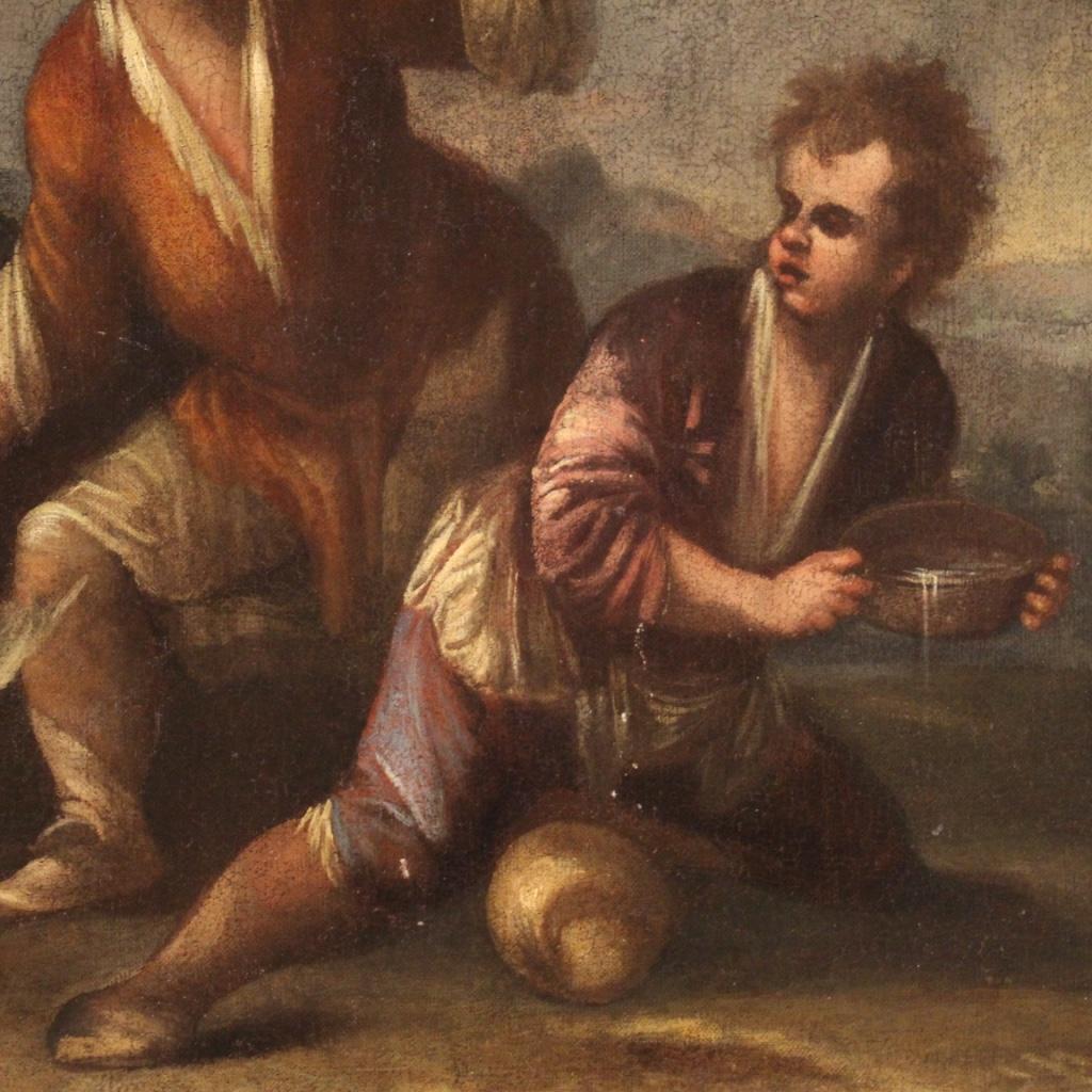 18. Jahrhundert Öl auf Leinwand Italienisches Landschaftsgemälde mit Kindern, 1730 im Angebot 7
