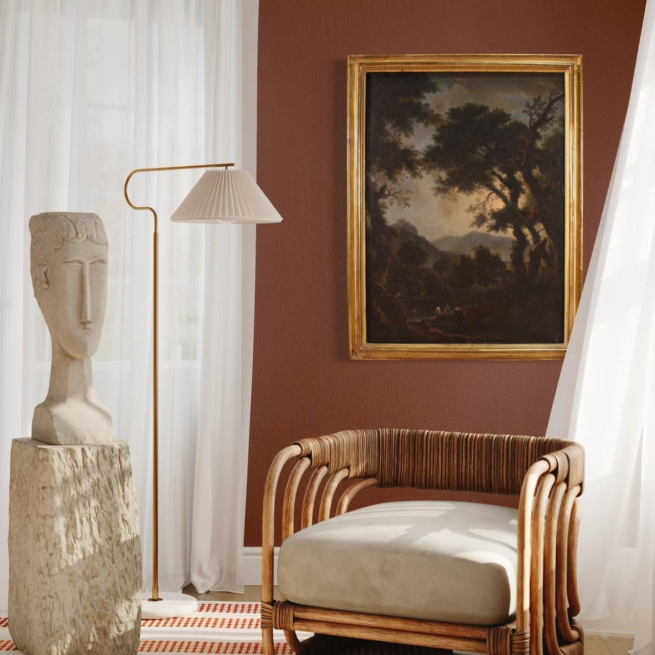 huile sur toile du XVIIIe siècle Paysage italien avec personnages au coucher du soleil en vente 9