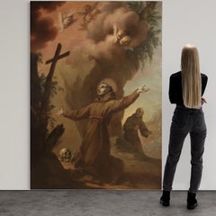18th Century Oil on Canvas Italian Painting Ecstasy of Saint Francis of Assisi