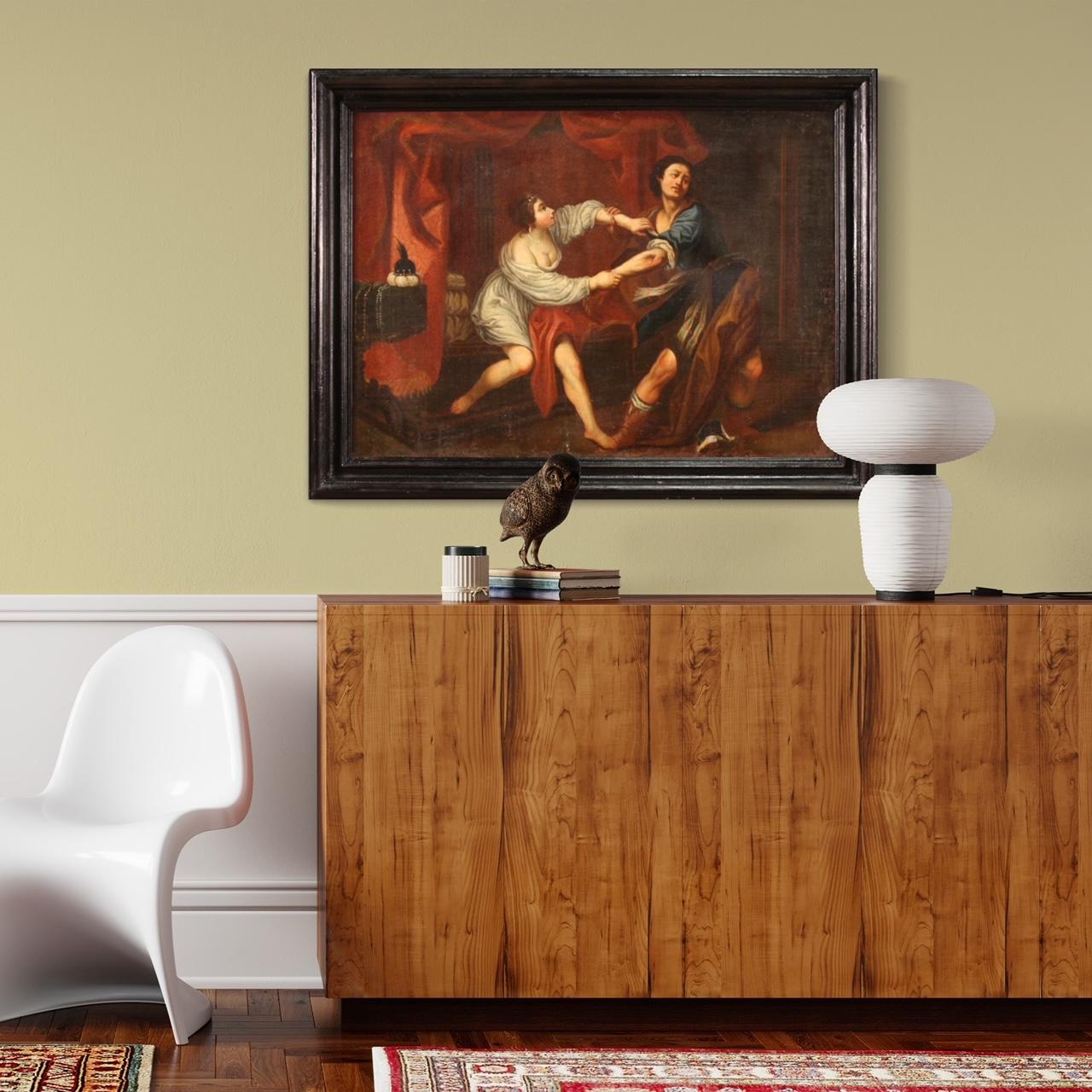 18th Century Oil on Canvas Italian Painting Joseph and and Potiphar's Wife in vendita 2
