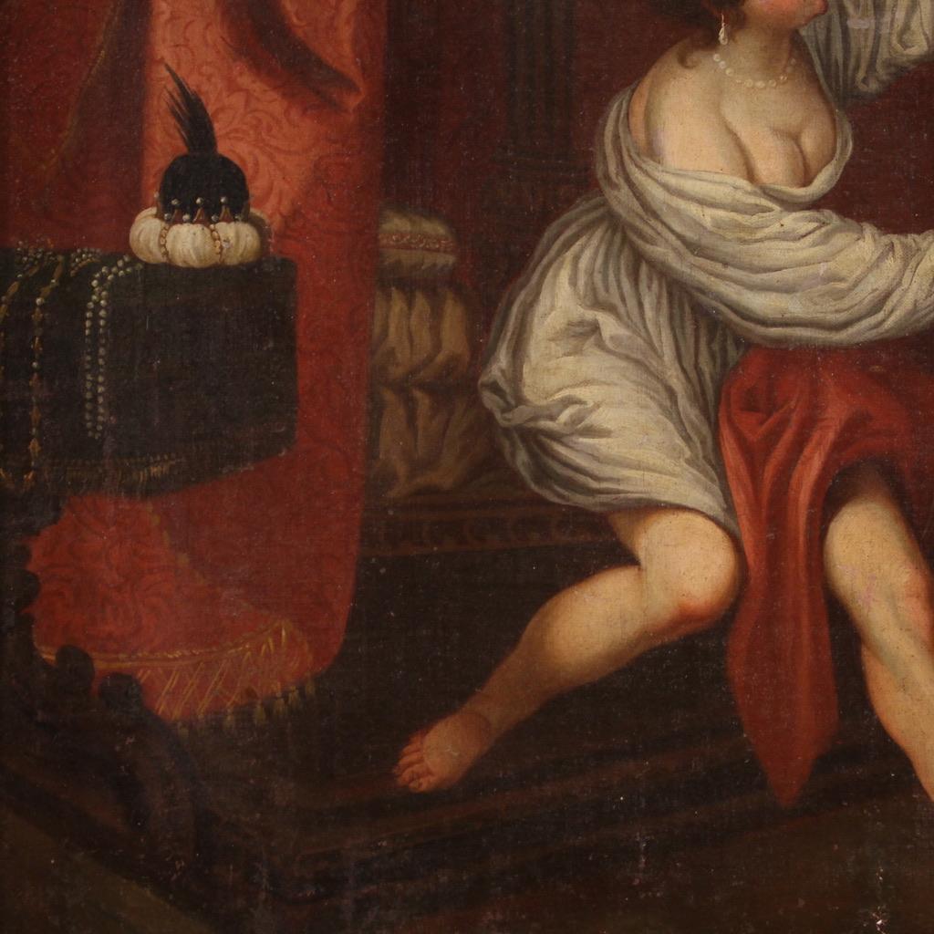 18th Century Oil on Canvas Italian Painting Joseph and and Potiphar's Wife in vendita 6