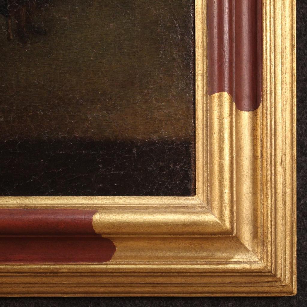 siglo XVIII Óleo sobre Lienzo Pintura Italiana Paisaje Personajes y Ruinas, 1750 en venta 8