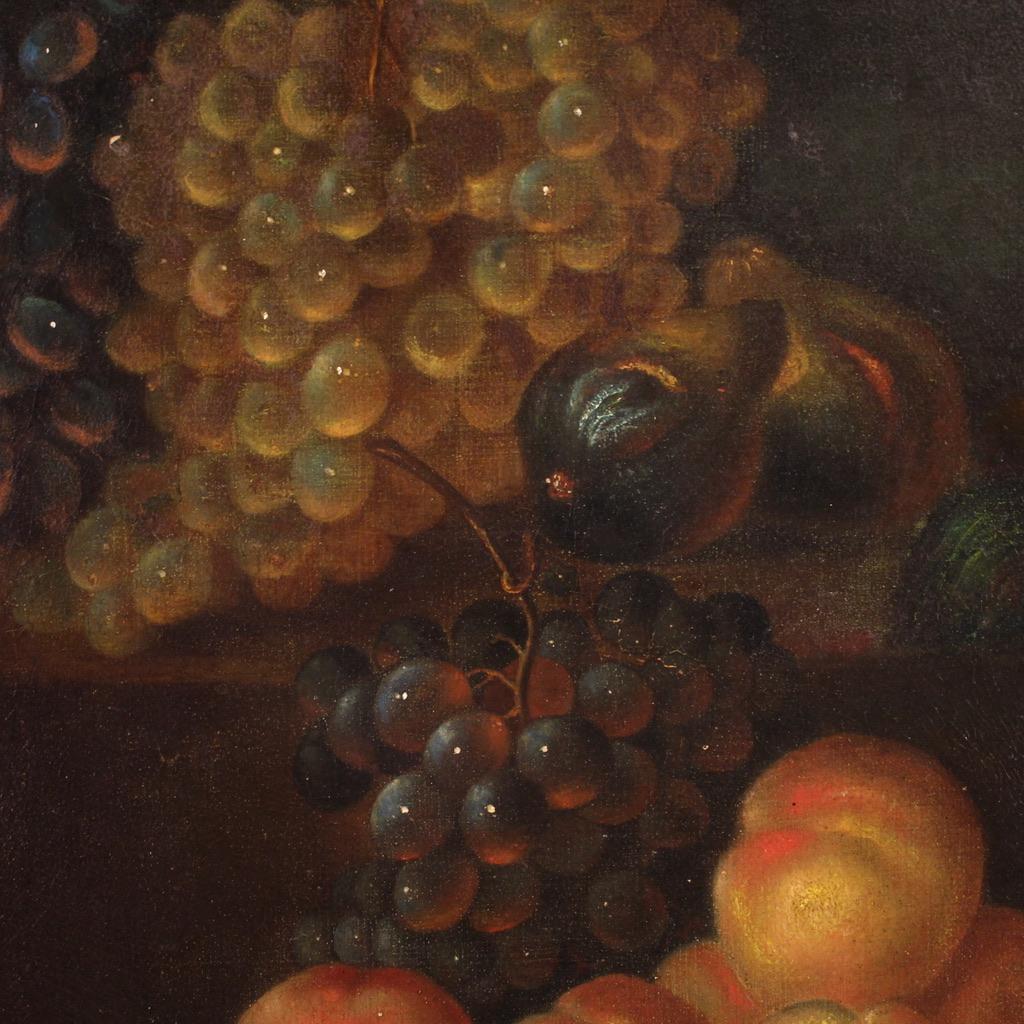 19. Jahrhundert Öl auf Leinwand Italienisches Gemälde Stilleben mit Früchten, 1870 7