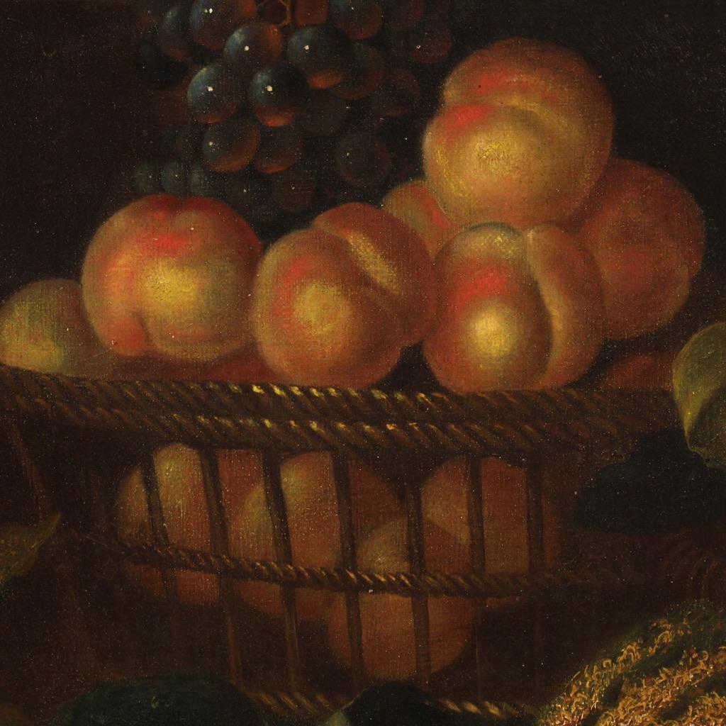 19. Jahrhundert Öl auf Leinwand Italienisches Gemälde Stilleben mit Früchten, 1870 11