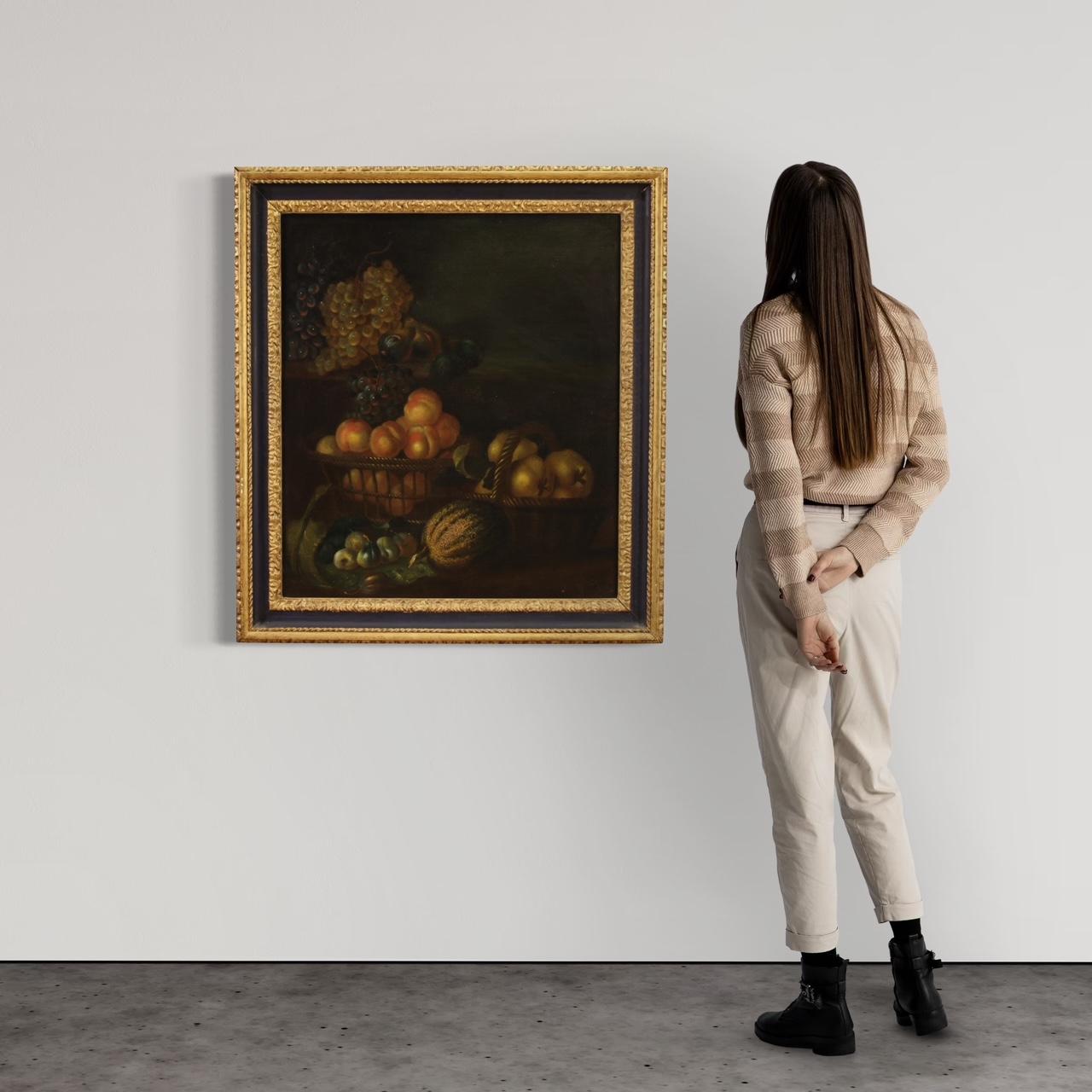 19. Jahrhundert Öl auf Leinwand Italienisches Gemälde Stilleben mit Früchten, 1870 – Painting von Unknown