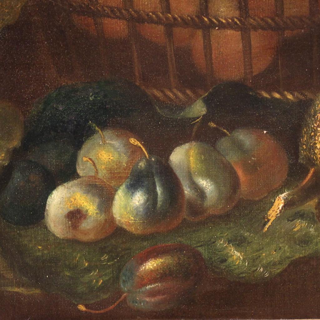19. Jahrhundert Öl auf Leinwand Italienisches Gemälde Stilleben mit Früchten, 1870 3
