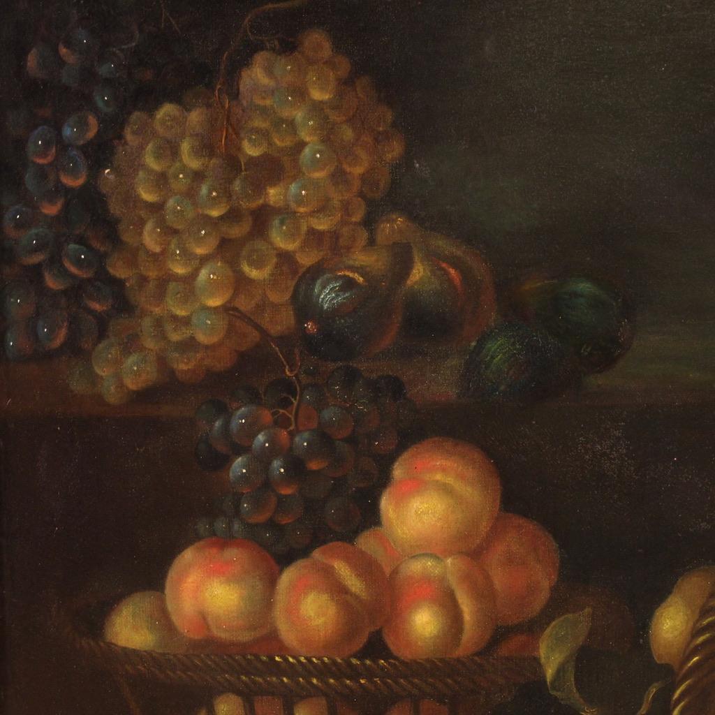 19. Jahrhundert Öl auf Leinwand Italienisches Gemälde Stilleben mit Früchten, 1870 4