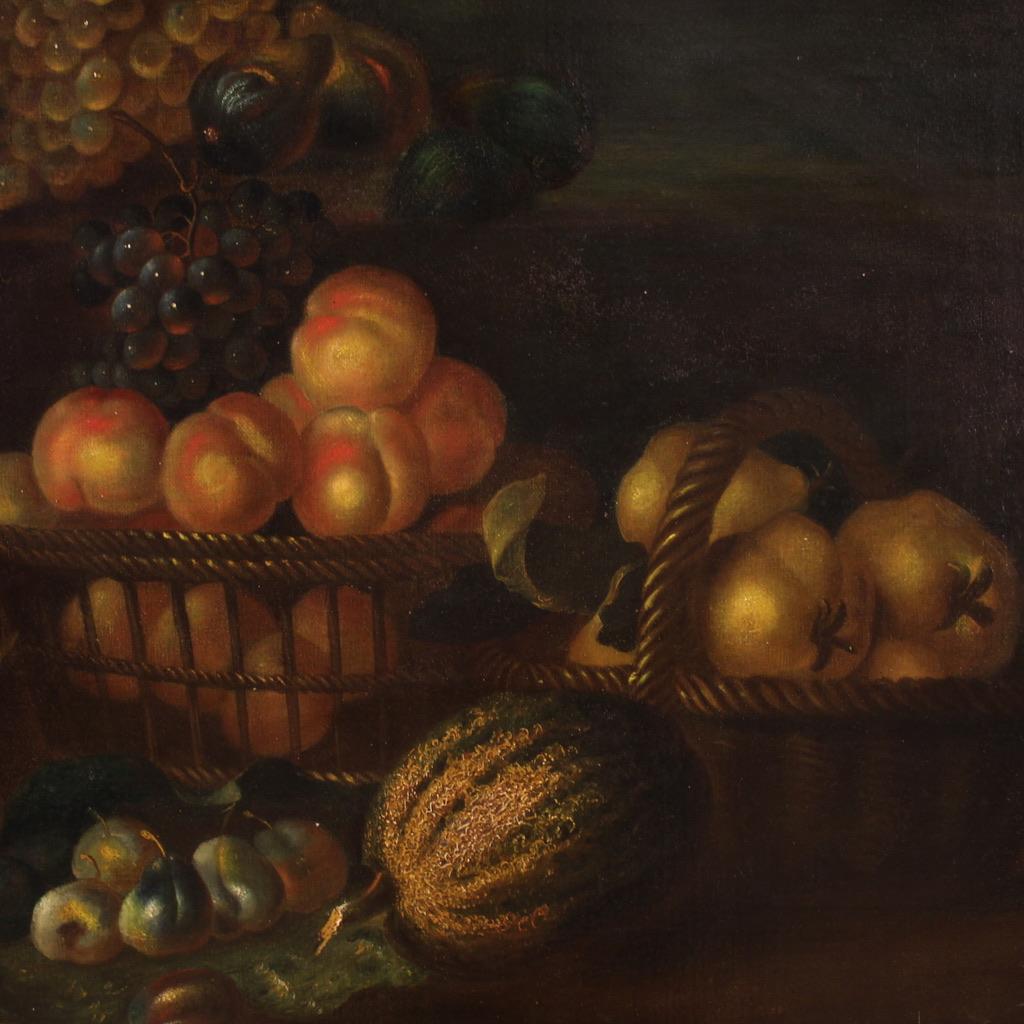 19. Jahrhundert Öl auf Leinwand Italienisches Gemälde Stilleben mit Früchten, 1870 5