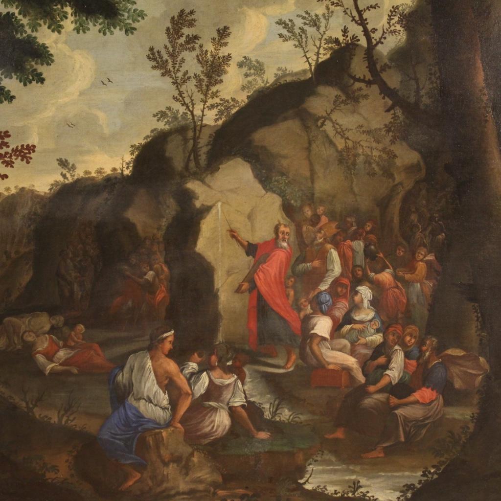 18. Jahrhundert Öl auf Leinwand Italienisch religiöse antike Malerei Moses, 1730 (Black), Figurative Painting, von Unknown