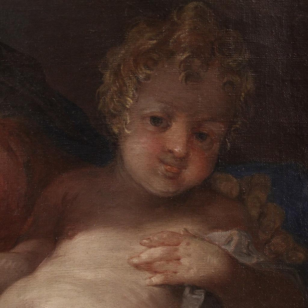 18. Jahrhundert Öl auf Leinwand Italienisch religiöse Malerei Madonna mit Kind, 1750 im Angebot 10