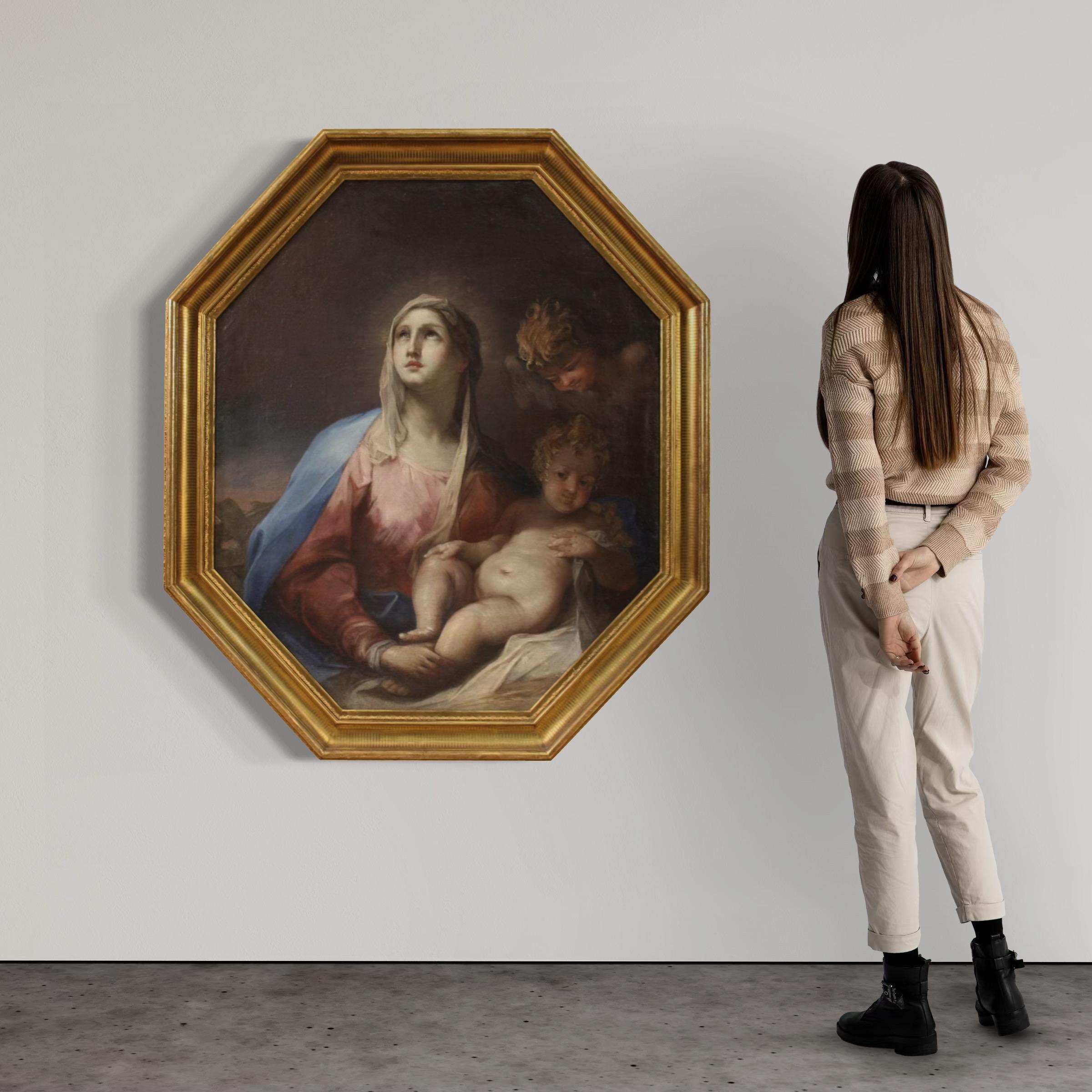 18. Jahrhundert Öl auf Leinwand Italienisch religiöse Malerei Madonna mit Kind, 1750 – Painting von Unknown