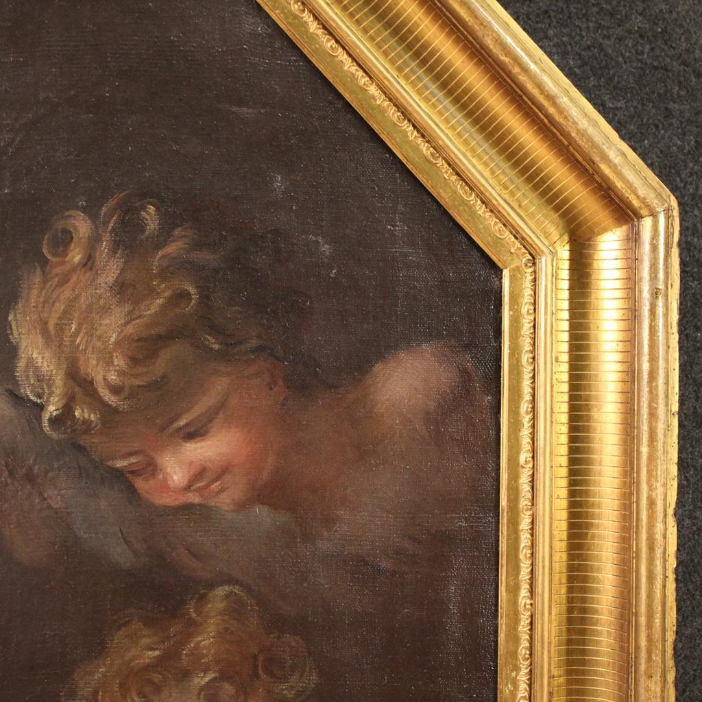 18. Jahrhundert Öl auf Leinwand Italienisch religiöse Malerei Madonna mit Kind, 1750 im Angebot 4