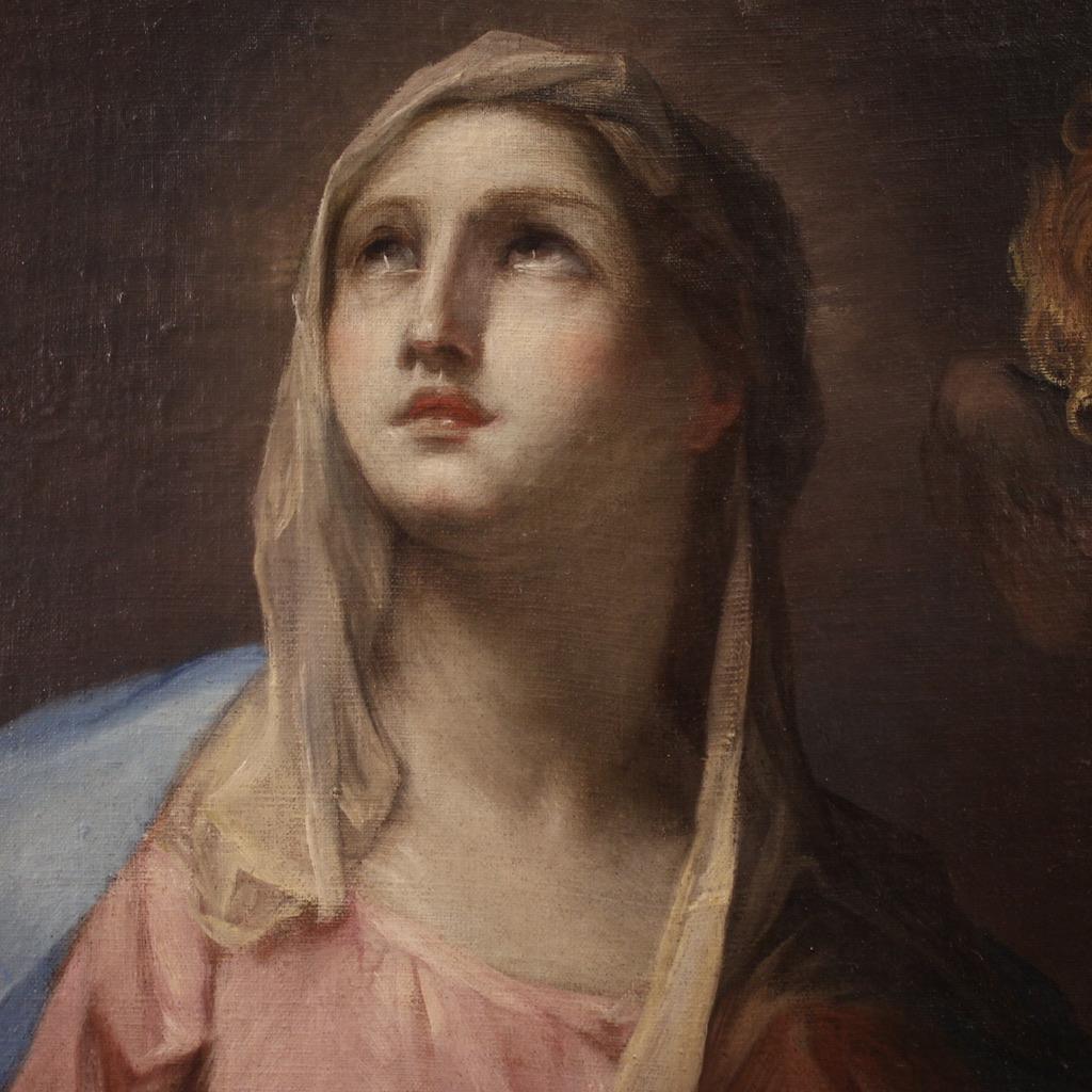 18. Jahrhundert Öl auf Leinwand Italienisch religiöse Malerei Madonna mit Kind, 1750 im Angebot 5