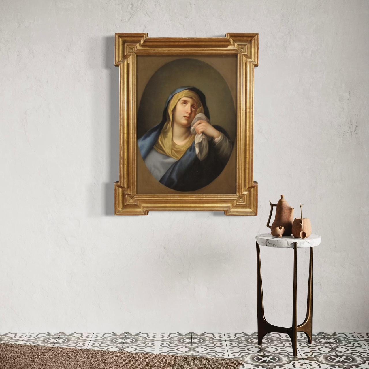 18. Jahrhundert Öl auf Leinwand Italienisch religiöse Malerei Jungfrau der Schmerzen, 1770 (Brown), Portrait Painting, von Unknown