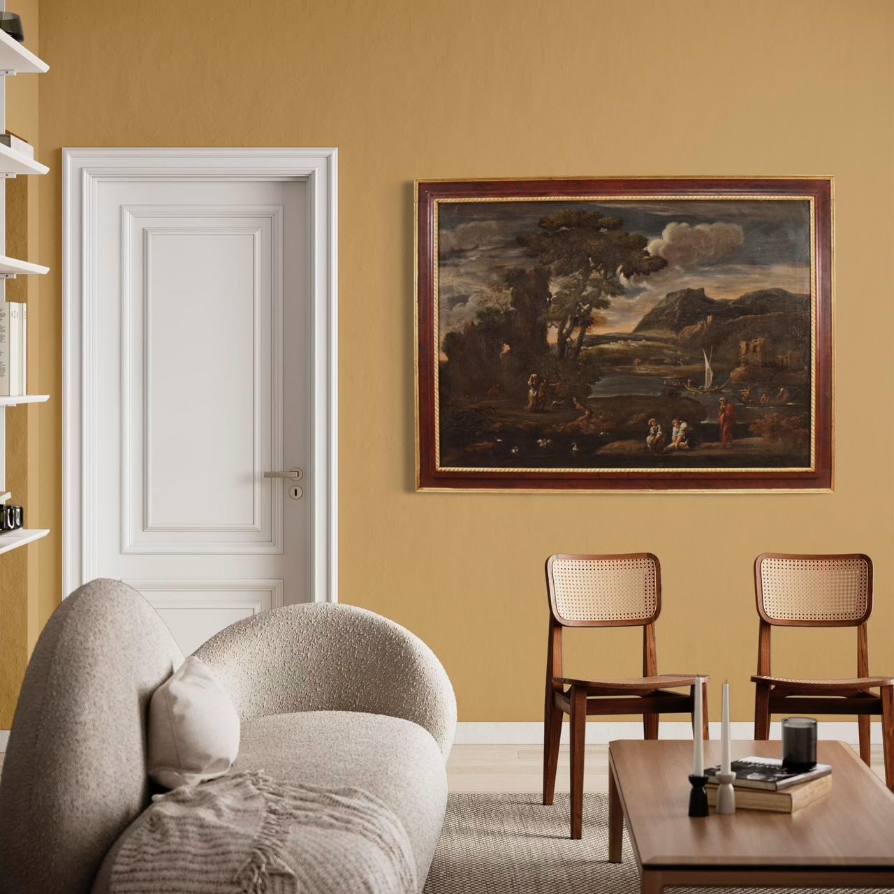 óleo sobre lienzo del siglo XVIII Pintura italiana de paisaje marino, 1770 10