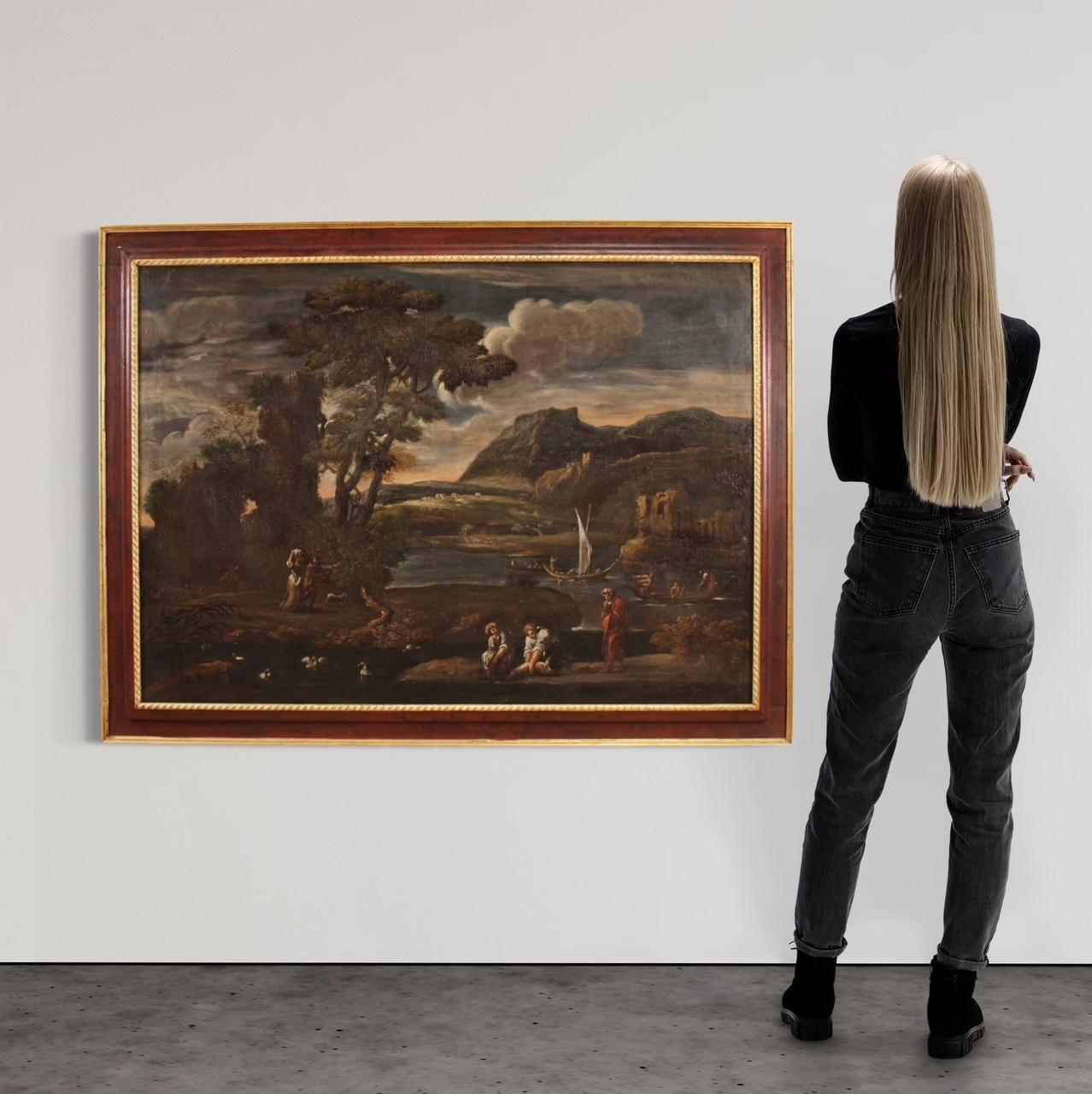 óleo sobre lienzo del siglo XVIII Pintura italiana de paisaje marino, 1770 - Painting de Unknown