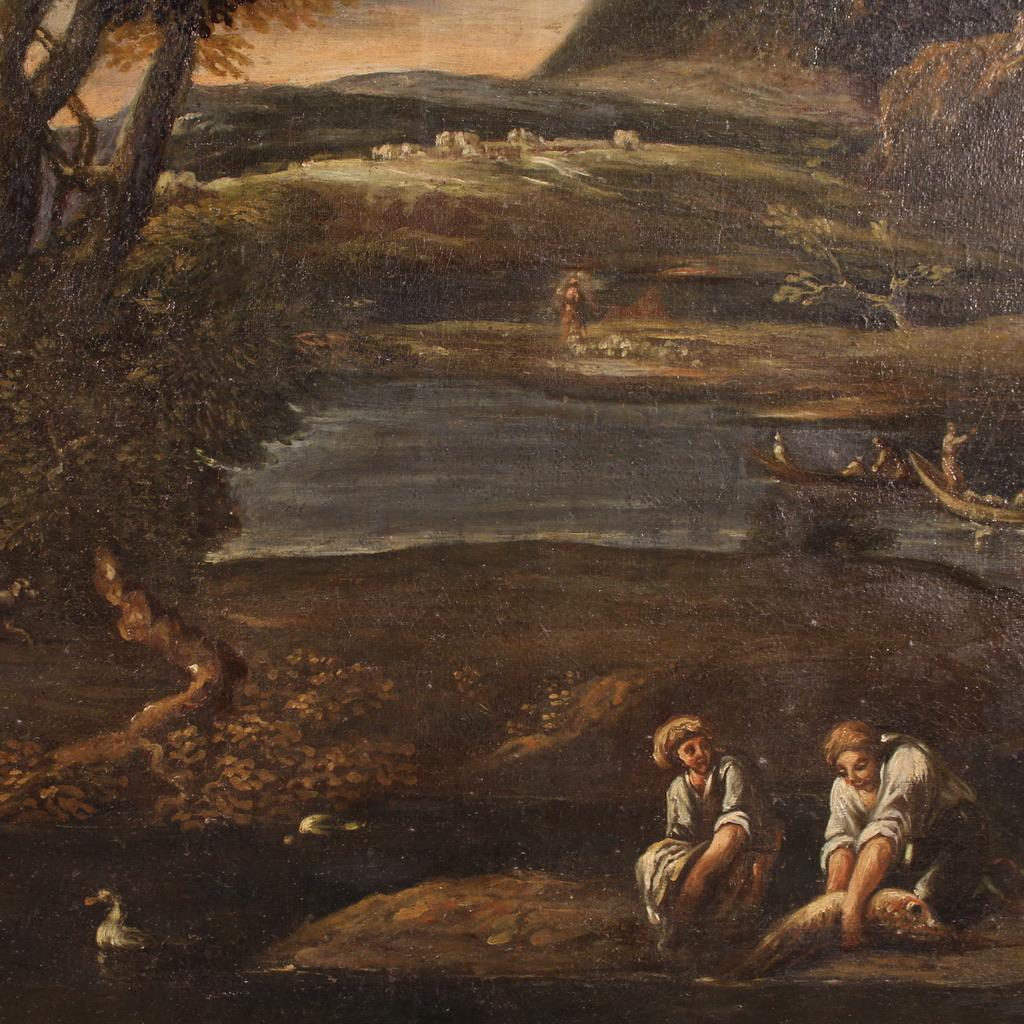 óleo sobre lienzo del siglo XVIII Pintura italiana de paisaje marino, 1770 3