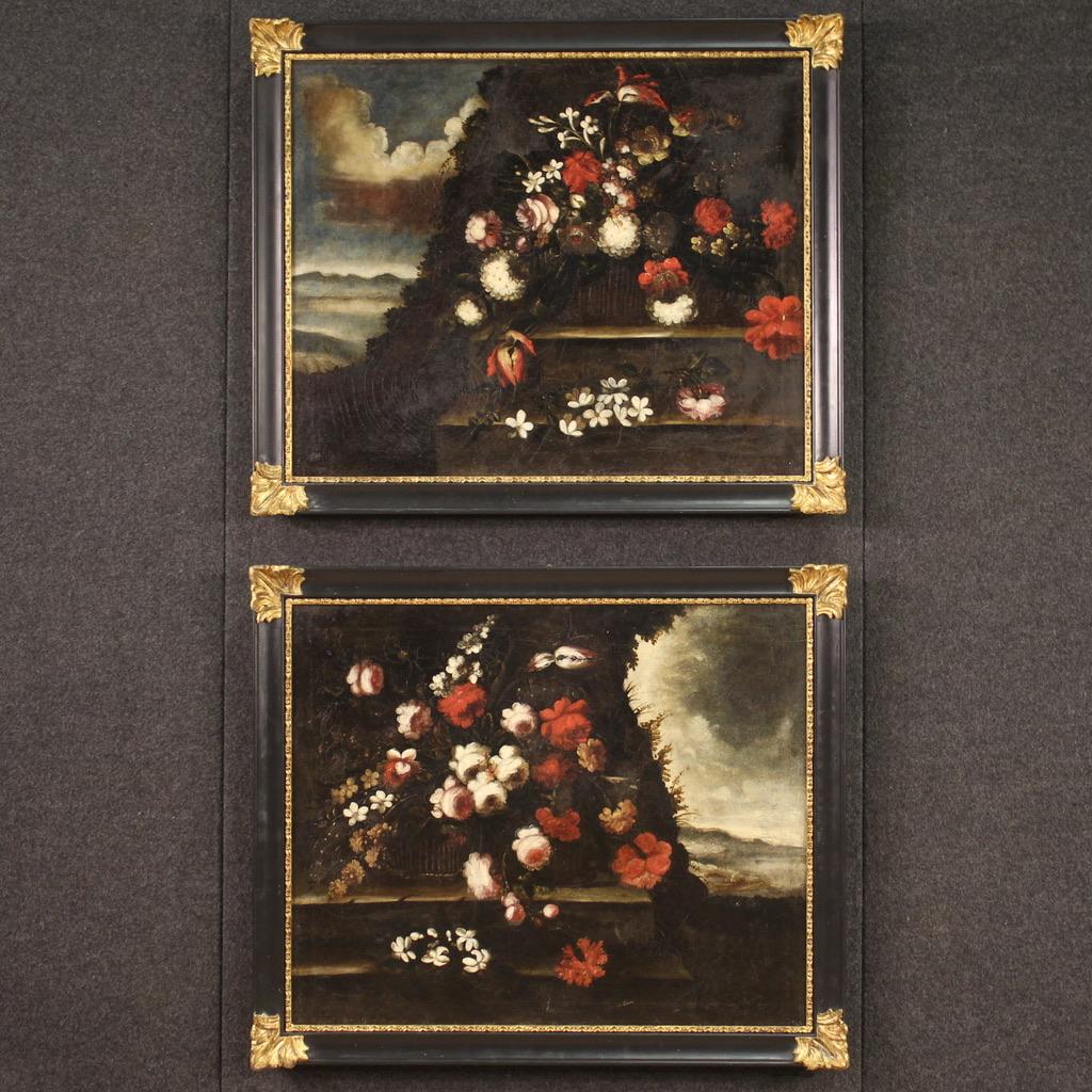 18th Century Oil on Canvas Italian Still Life with Flowers Painting, 1720 12