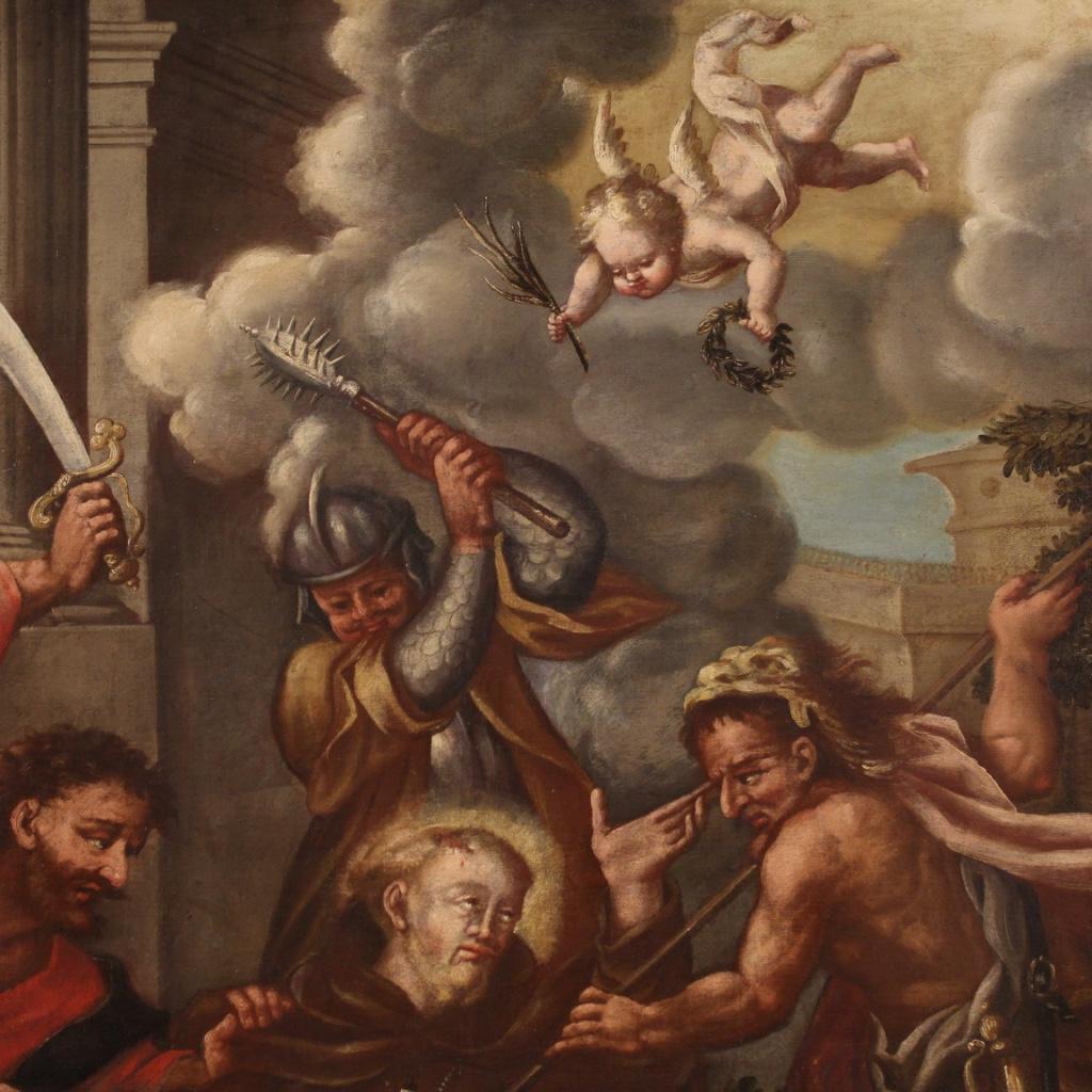 18th Century Oil On Canvas Painting Martyrdom Saint Fidelis of Sigmaringen, 1770 6