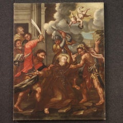 18th Century Oil On Canvas Painting Martyrdom Saint Fidelis of Sigmaringen, 1770