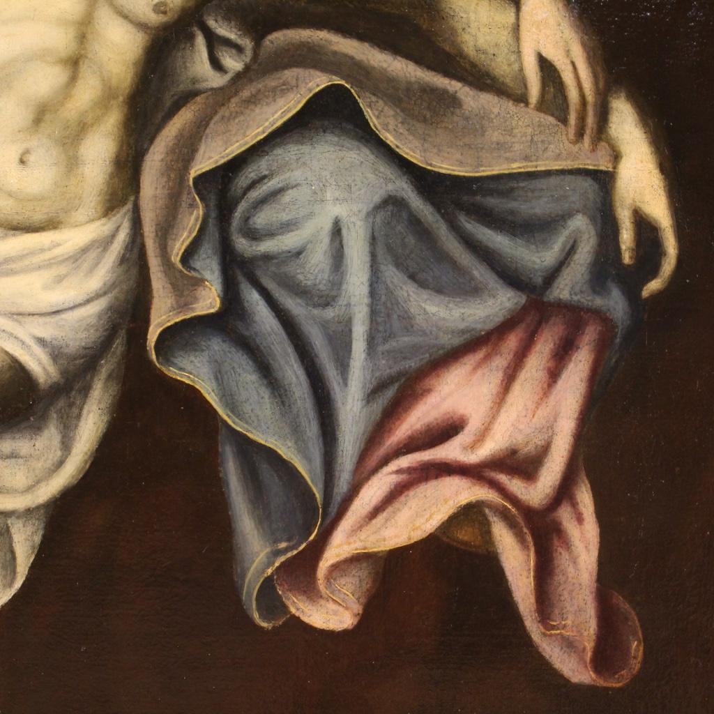 18. Jahrhundert Öl auf Leinwand Spanisch religiöse Malerei Jungfrau mit Christus, 1750 im Angebot 6
