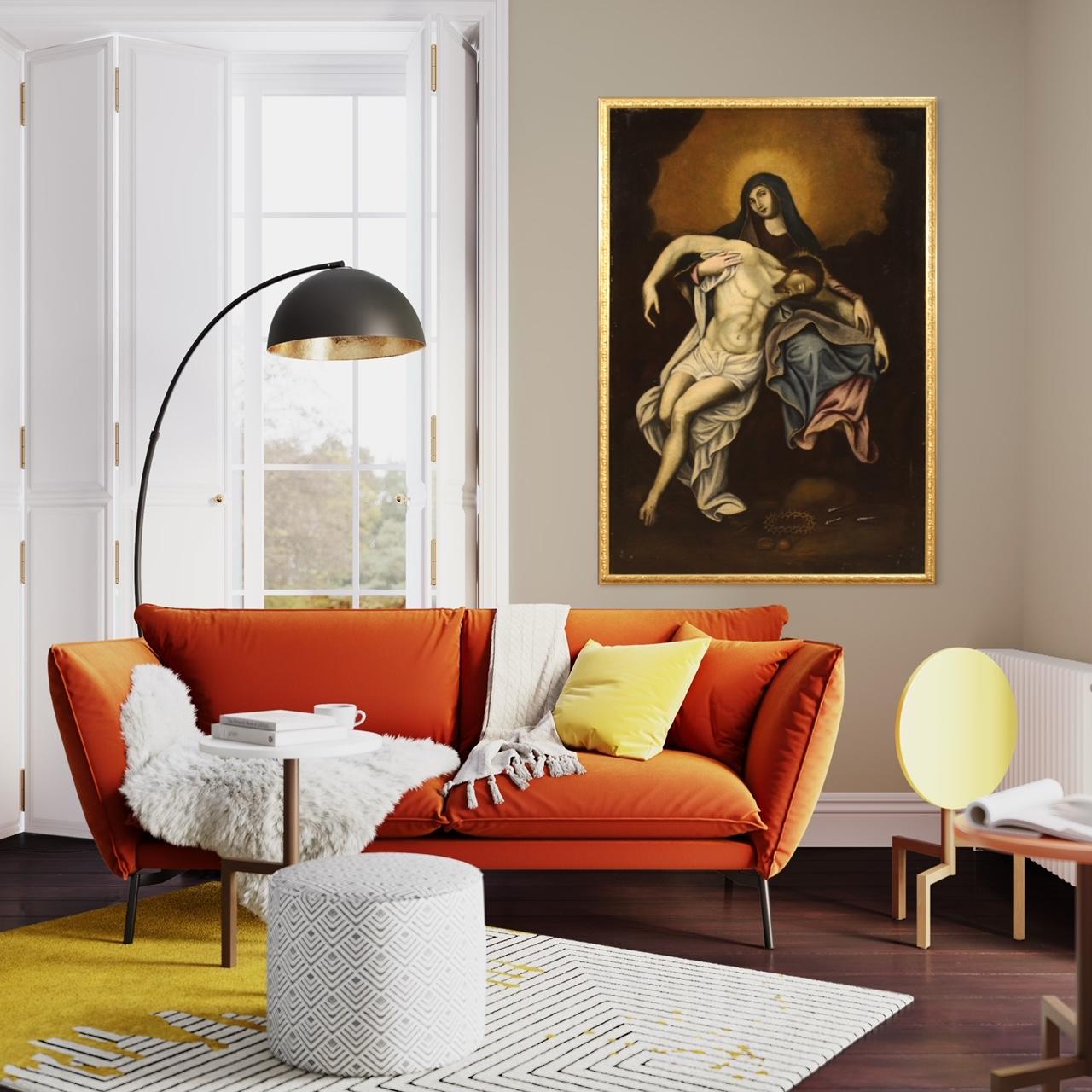 18. Jahrhundert Öl auf Leinwand Spanisch religiöse Malerei Jungfrau mit Christus, 1750 im Angebot 11